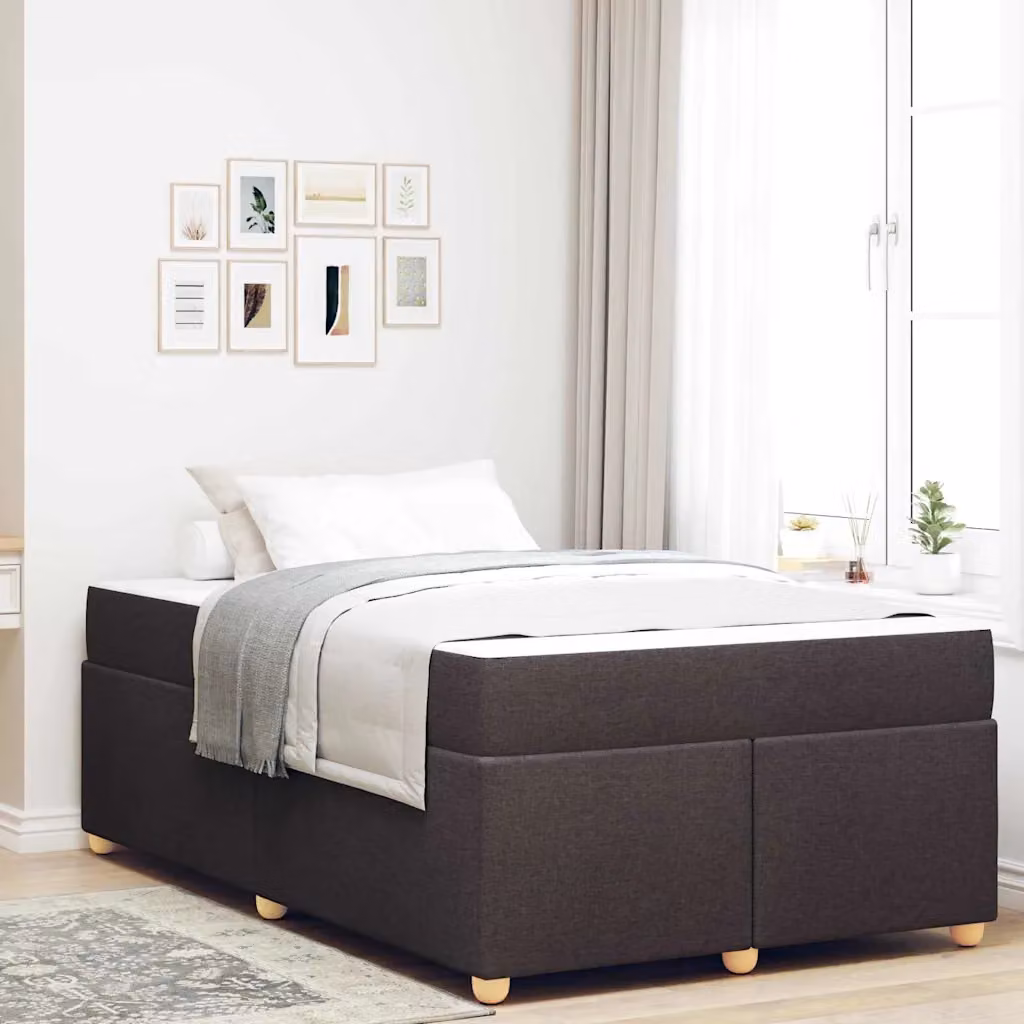 Letto moderno vidaXL con struttura imbottita in tessuto e legno, L/P/H: 120 x 200 x 66 cm