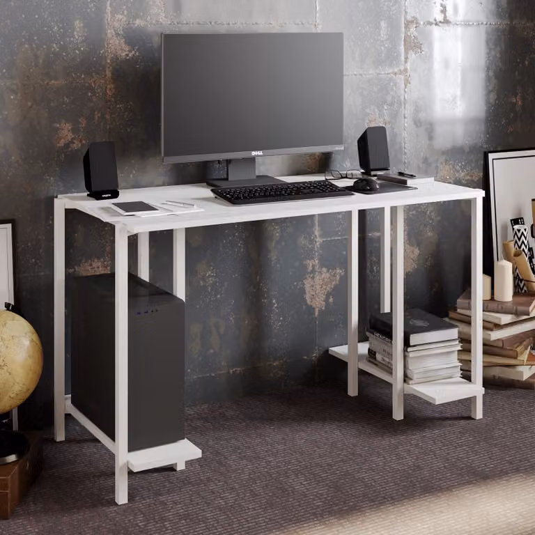 Skye Decor, Reader - Bianco, Scrivania, Bianco, 100% PANNELLI DI PARTICELLE RIVESTITI IN MELAMMINA, 125 x 60 x 73,8 cm