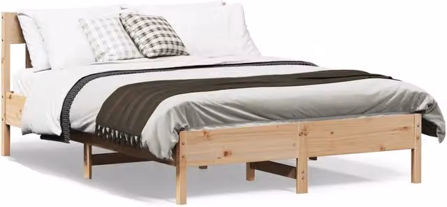 Letto senza Materasso-Struttura Letto 140x190 cm in Legno Massello di Pino 765067