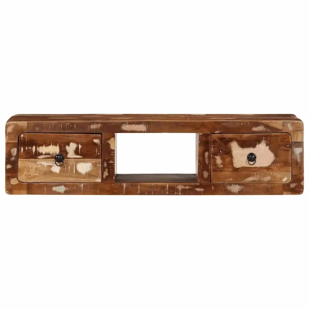 Mobile TV a parete in legno massello di recupero marrone L/P/H: 100 x 32 x 25 cm – 2