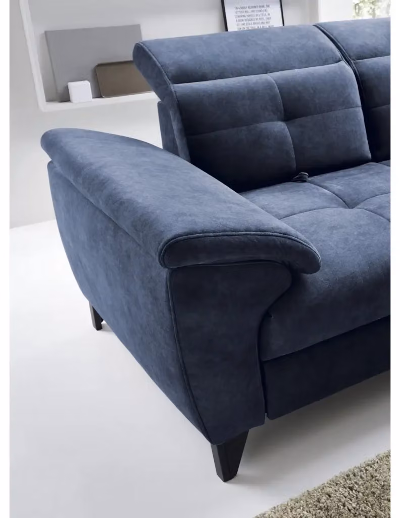 Divano ad angolo INFERNO Meublorama Blu con funzione letto e poggiatesta regolabile, 5 posti, angolo destro, L/P/H: 297 x 197 x 107 cm – 2