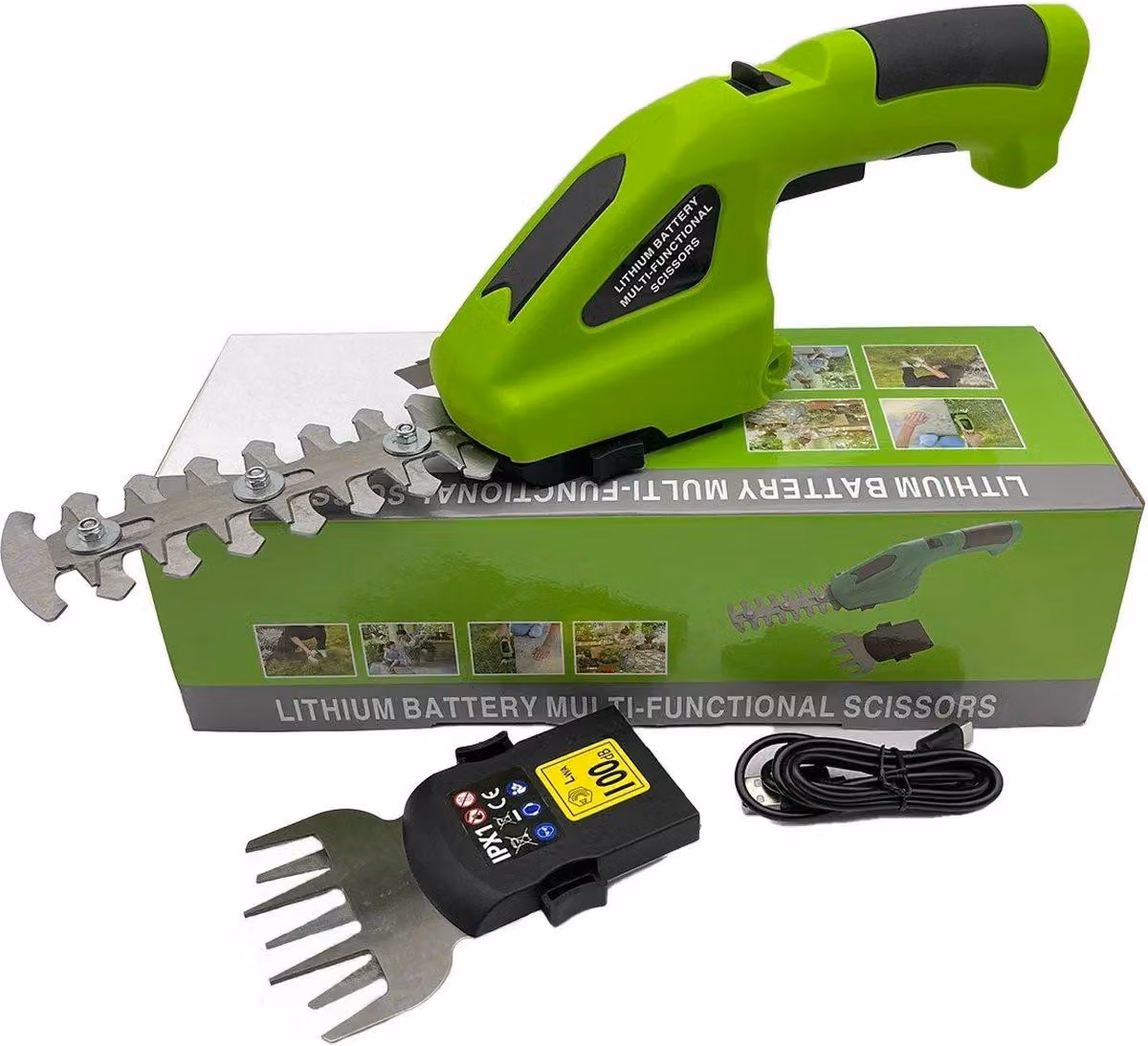 Heggenschaar - Mini tagliaerba - Senza fili - Ricaricabile - Potatore - Resistente agli agenti atmosferici - 31 cm x 11 cm - Verde
