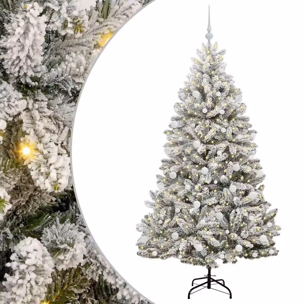 Albero di Natale artificiale moderno vidaXL verde con 300 LED bianco caldo, Altezza: 180 cm – 2