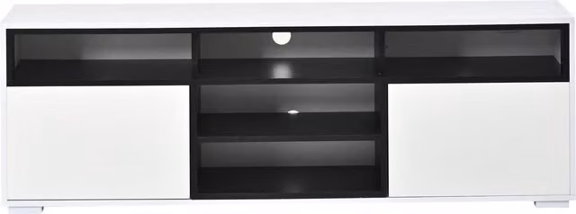 Mobile TV Moderno Aosom in Legno Bianco Lucido con Illuminazione LED per Soggiorno