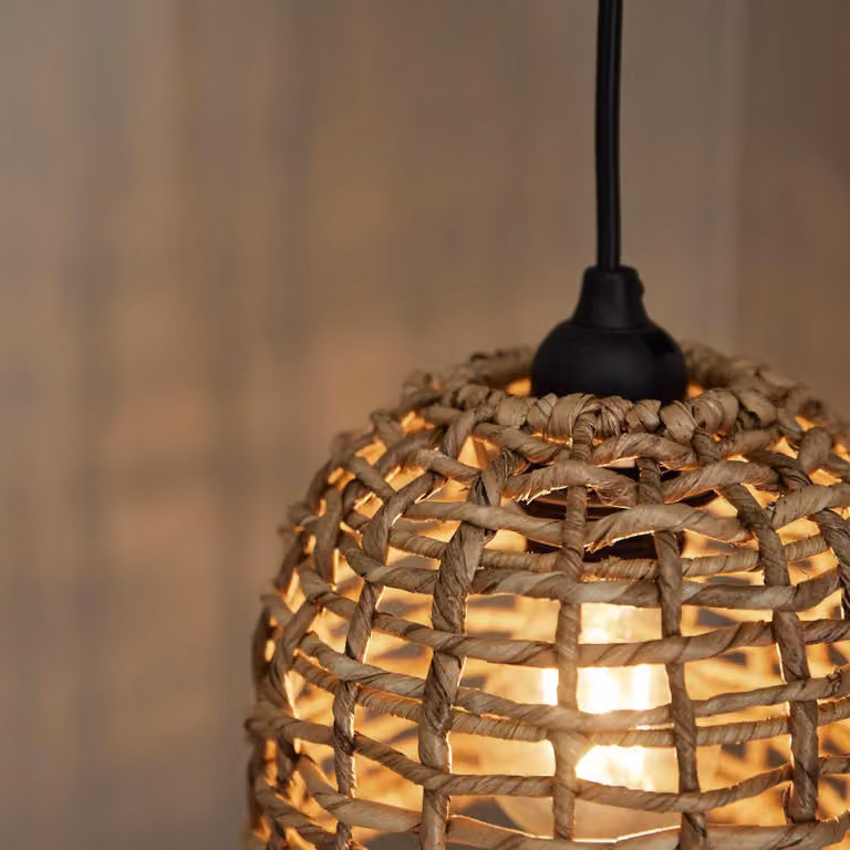 PR Home Lampada a sospensione da esterno Cebu, Ø 17 cm, Lampakanay, spina Cebu, Legno chiaro, Legno, Campagna / Rustiche