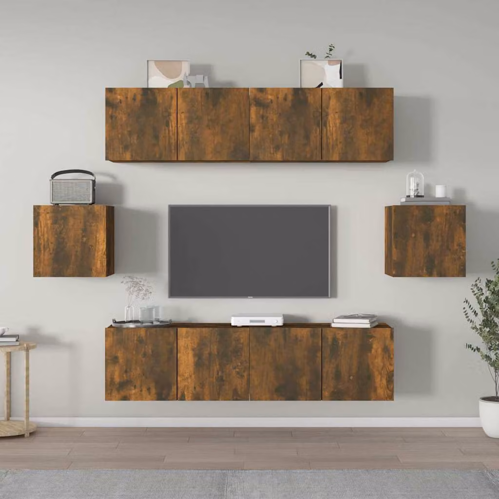 vidaXL Set di Mobili Porta TV 6 Pezzi in Legno Multistrato e MDF Colore Marrone Opaco
