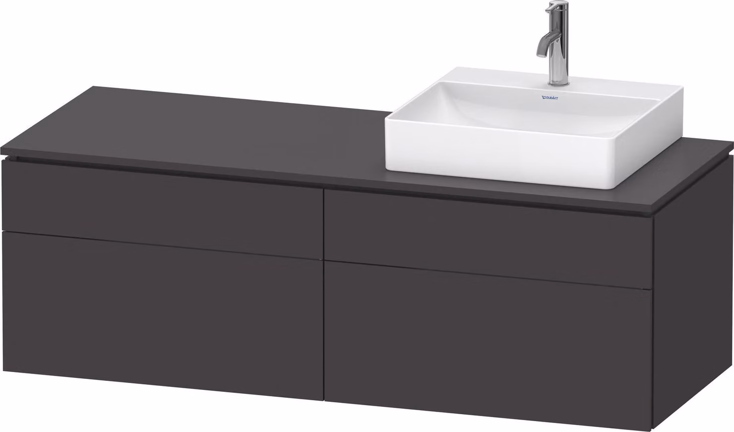 Duravit L-Cube Meuble sous-lavabo en console suspendu, avec plan de toilette en console, 4 tiroirs, vasque à droite, 1420x482x550mm, LC4870R80800000, LC4870R80800000