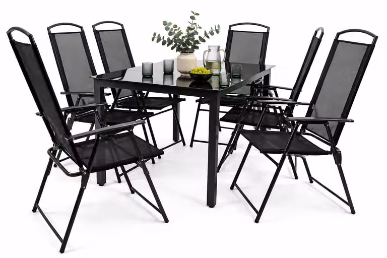 7 pz. set mobili da giardino | gruppo posti a sedere gruppo da pranzo | 1x tavolo, 6x sedie | dimensioni tavolo ca. H. 76 x W. 140 x D. 80 cm | Set Hochlehner 140S