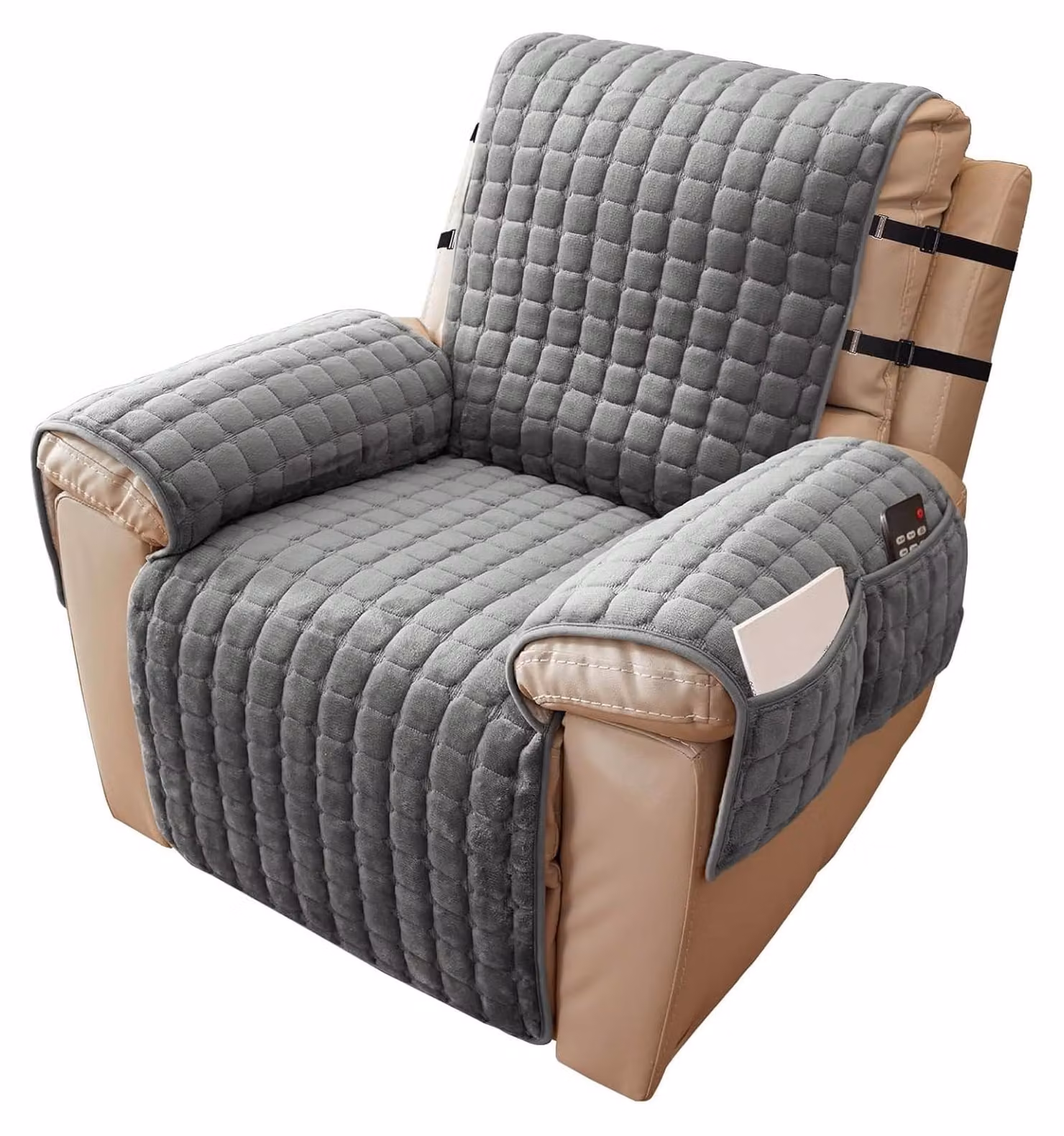 Solidchoice - Copertura protettiva per poltrone reclinabili, con tasca, in grigio scuro