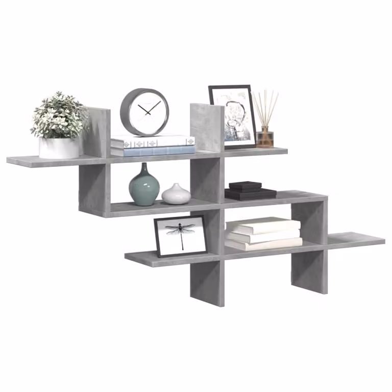 Scaffale a muro moderno vidaXL in MDF Grigio Cemento L: 124,5 cm, P: 18 cm, H: 60,5 cm
