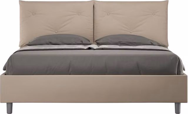 BS COM Letto matrimoniale senza rete imbottito 160x190 similpelle tortora