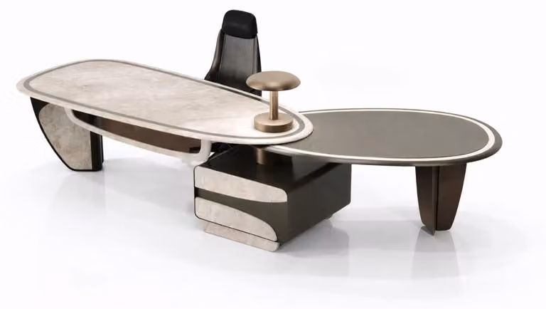 Scrivania moderna, postazione di lavoro, design, tavolo, lusso, stile