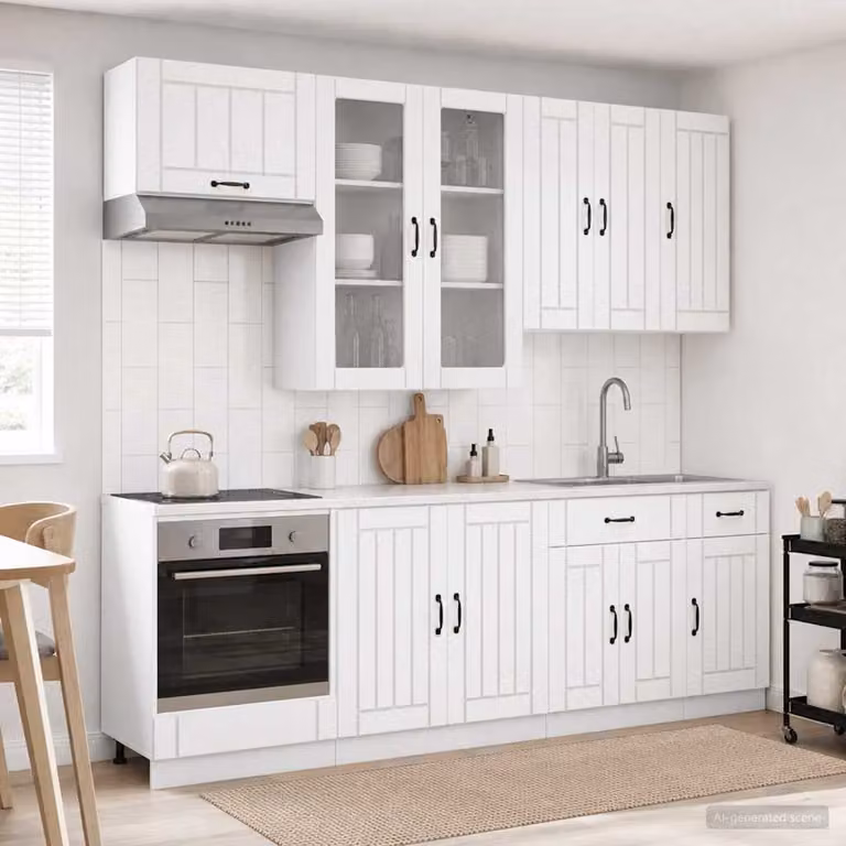 vidaXL Unità Cucina Moderna LUCCA 8 Pezzi Bianco Opaco in MDF