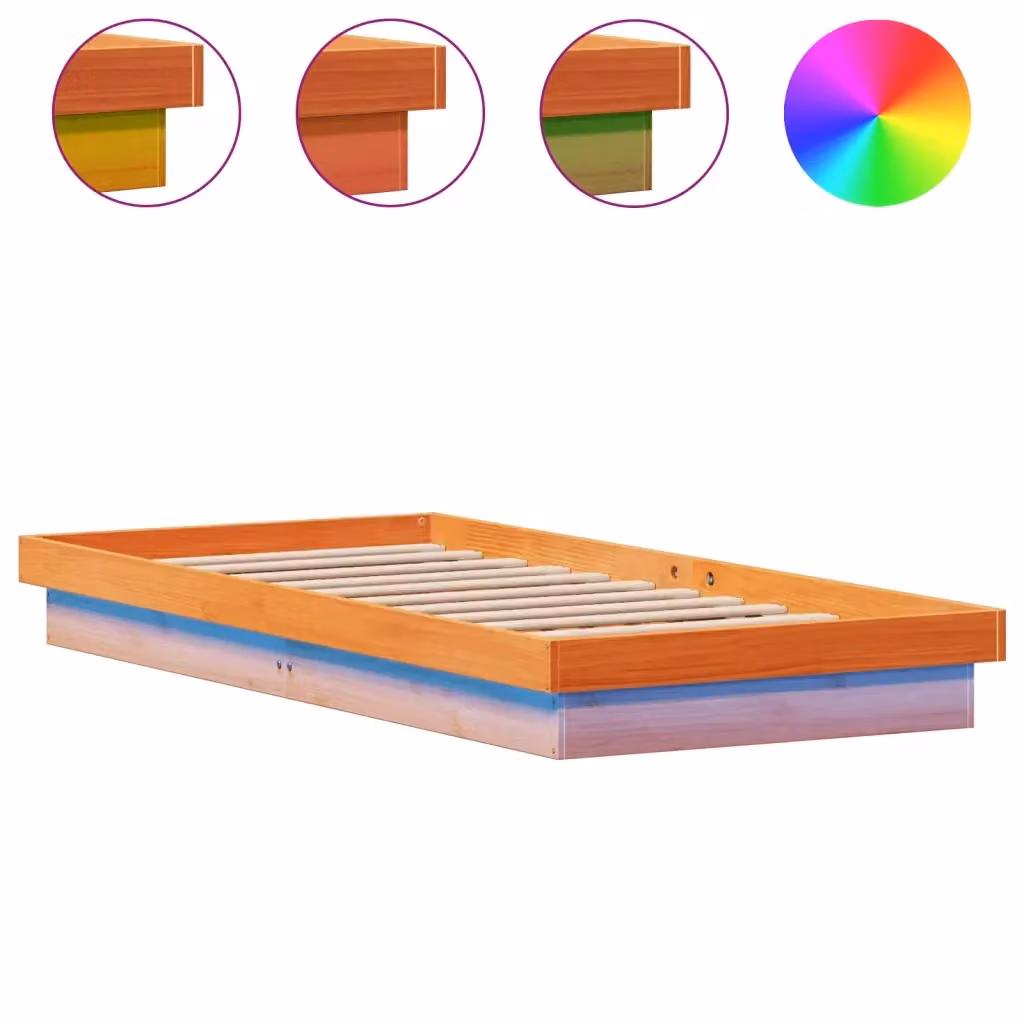 Giroletto vidaXL in legno massello di pino marrone cera con illuminazione LED e porta USB, L/P/H: 190 x 90 cm – 2