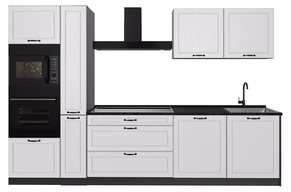 Cucina componibile Vicco R-Line Bianco country/Antracite 310 cm piano di lavoro Antracite, Model 67938