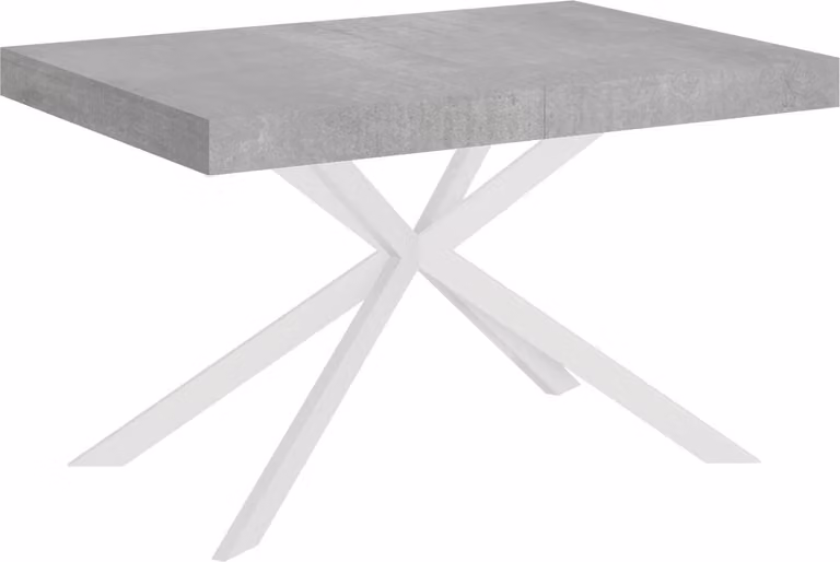 ITYHOME - Tavolo allungabile 120/380x90 cm Plaker cemento gambe bianche
