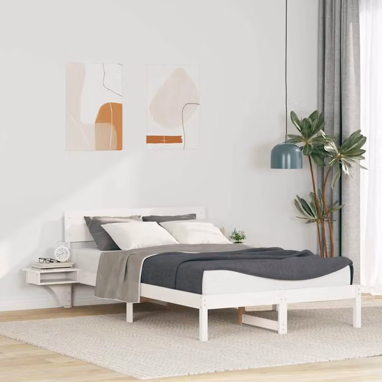 Struttura del letto vidaXL in pino massello bianco L: 190 cm, P: 135 cm, H: 220 cm