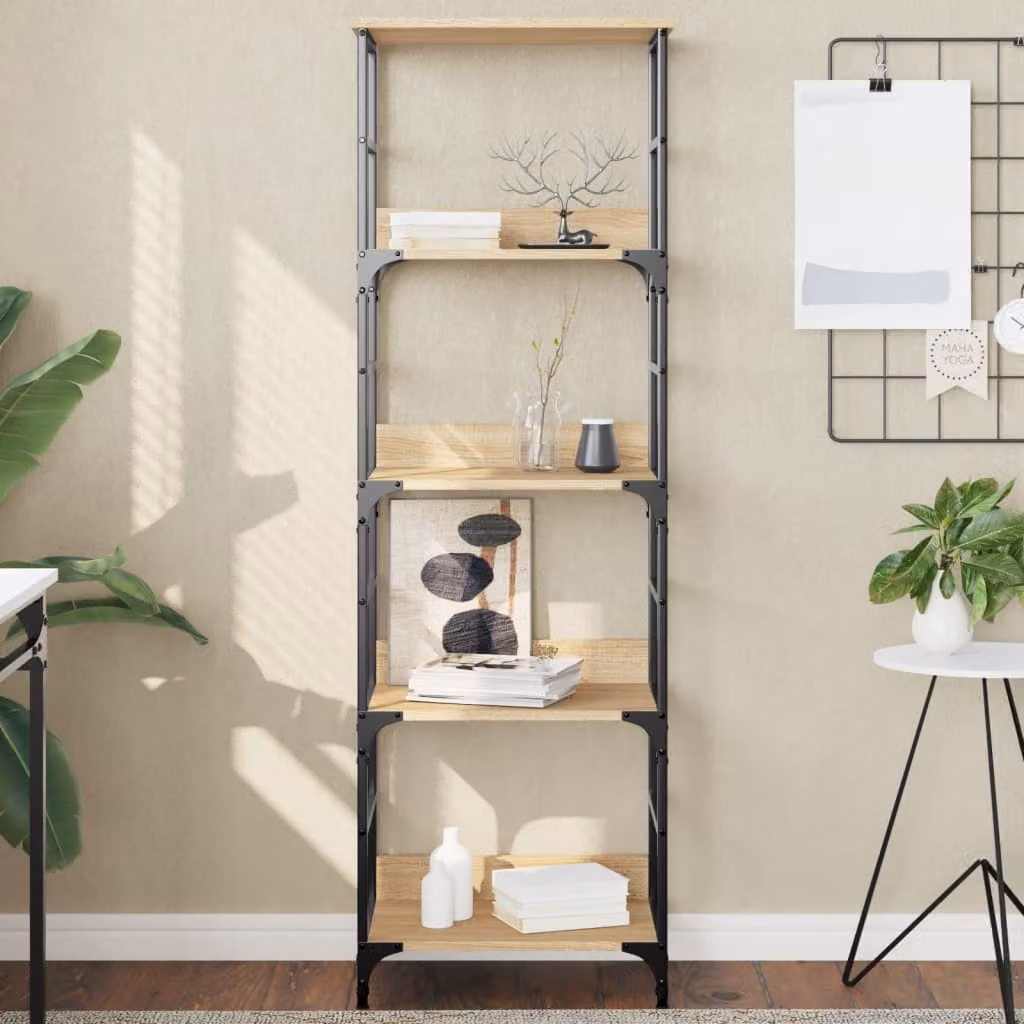 Libreria stile industrial vidaXL in legno e metallo, colore marrone, L 50 cm x P 33 cm x H 153 cm