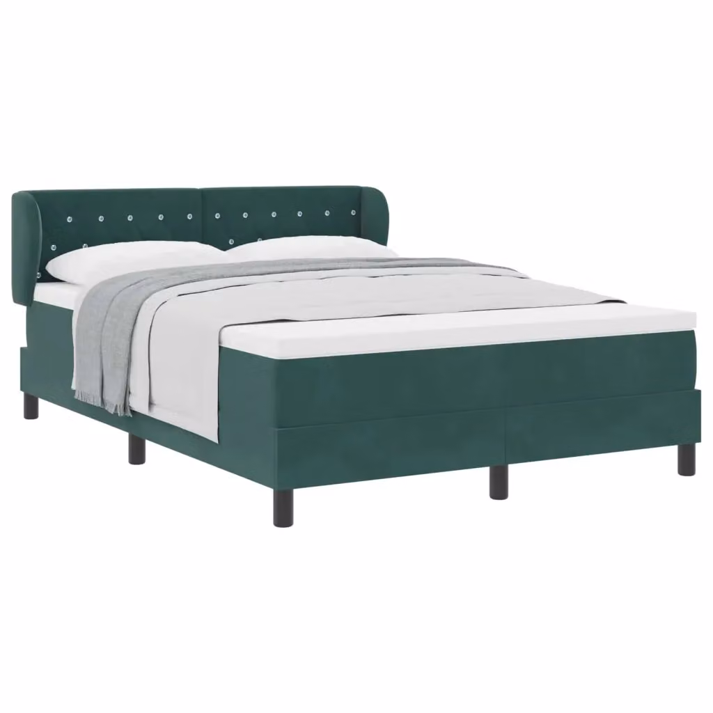 Letto a molle moderno vidaXL in velluto verde con testiera, L: 140 cm, P: 190 cm – 2
