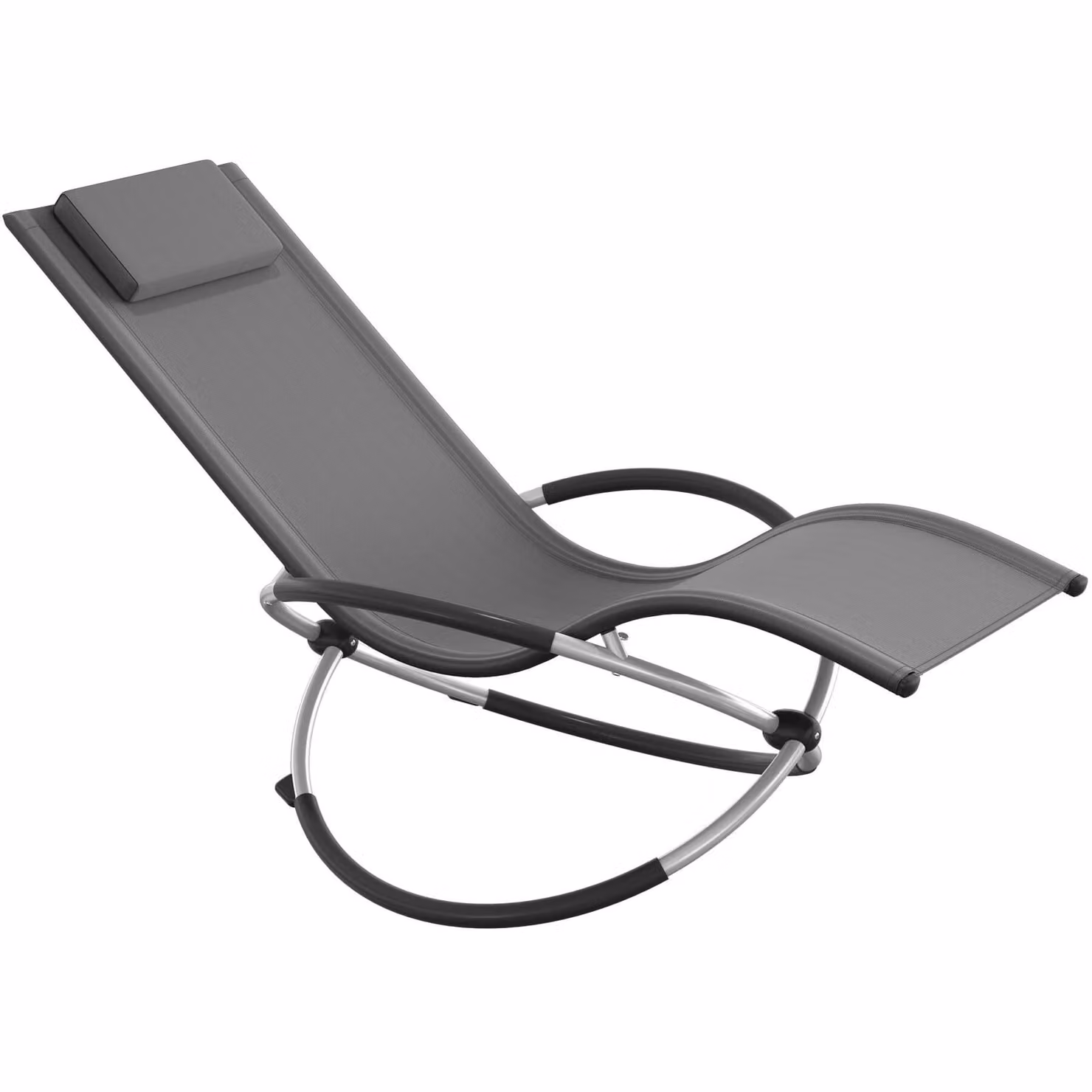 Lettino prendisole Paulina TecTake ergonomico e pieghevole in textilene grigio con poggiatesta regolabile e struttura in acciaio rivestito a polvere – 1