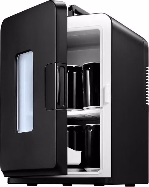 Mini frigorifero 15L con 220V AC/12V DC per uso in auto e in casa - Refrigeratore portatile per bevande cosmetici snack - Modalità massima e eco Nero