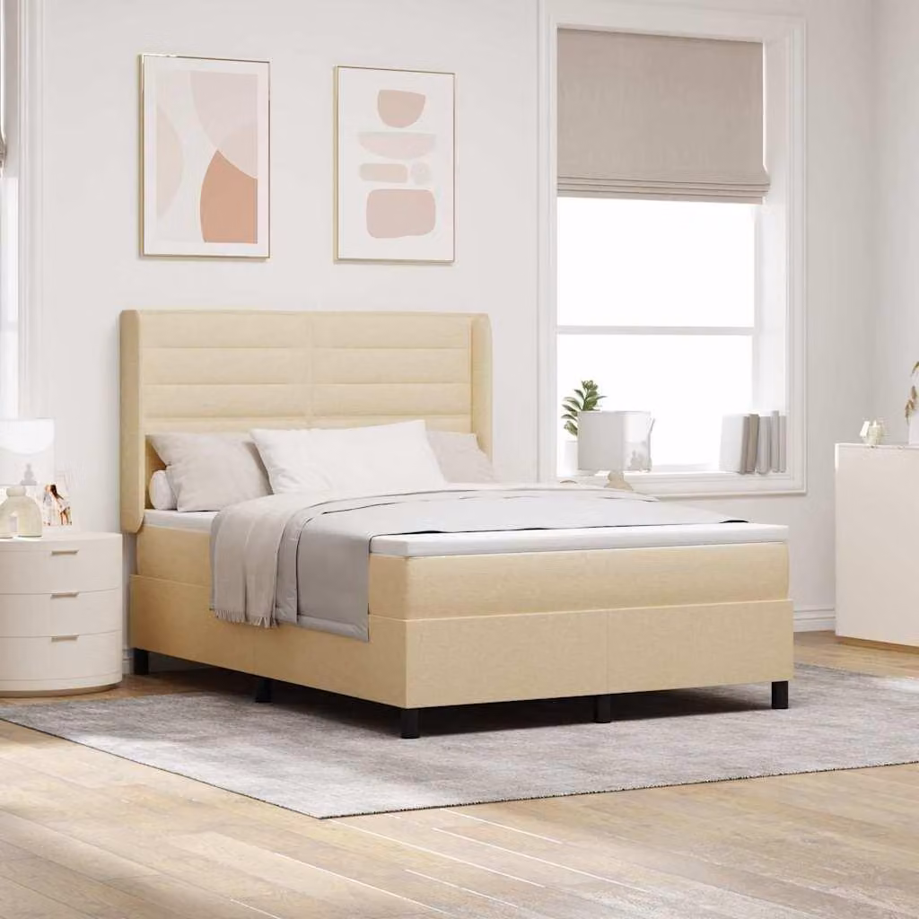 Maison Exclusive - Letto a molle con materasso Crema 160 x 200 cm Tessuto