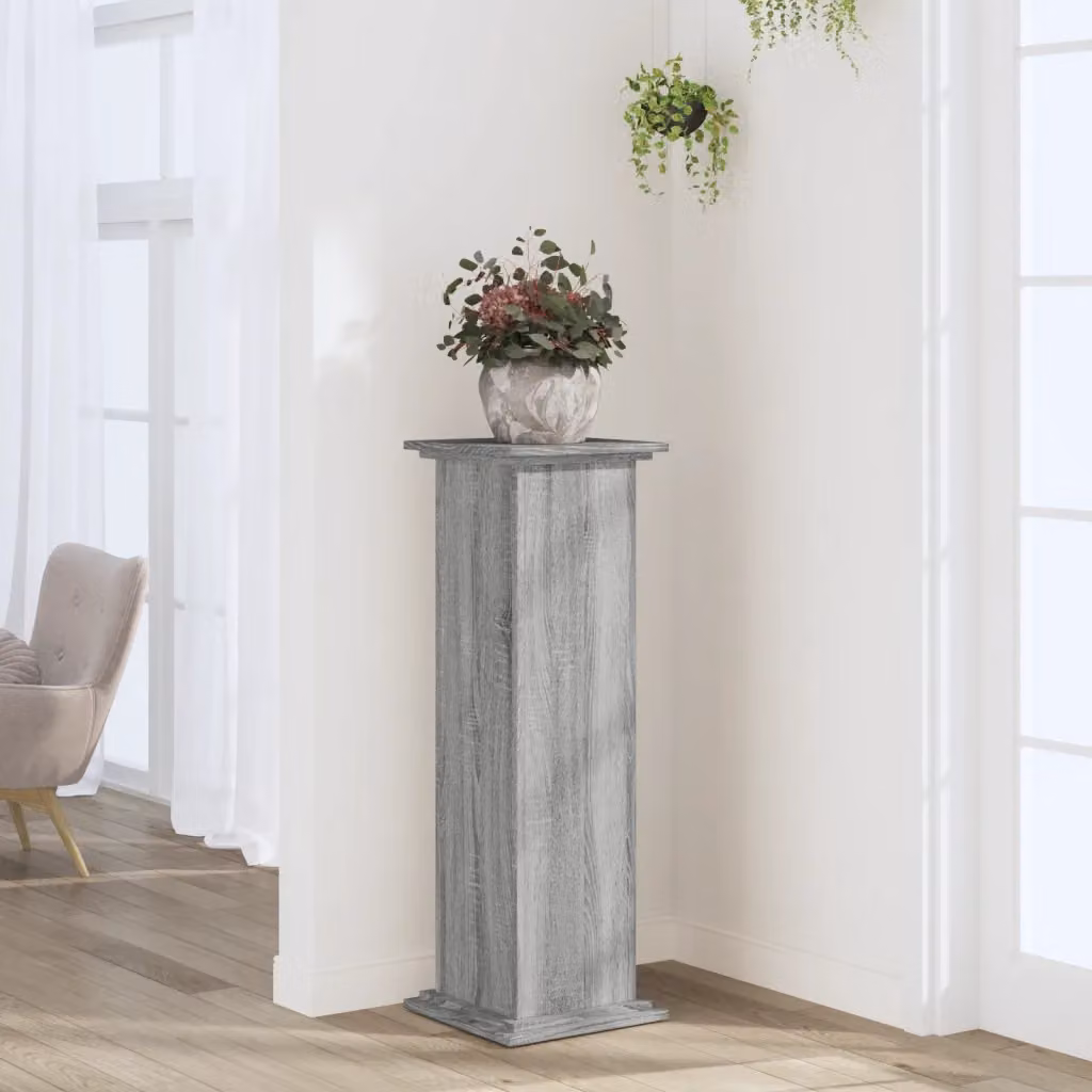 vidaXL Supporto per piante Sonoma grigio in legno e MDF L/P/H: 33 x 33 x 100 cm