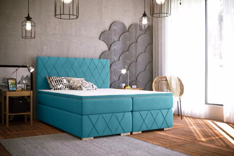 Komplett Set Matratze & Topper Boxspring Bett Luxus Polster 140x200cm Betten
