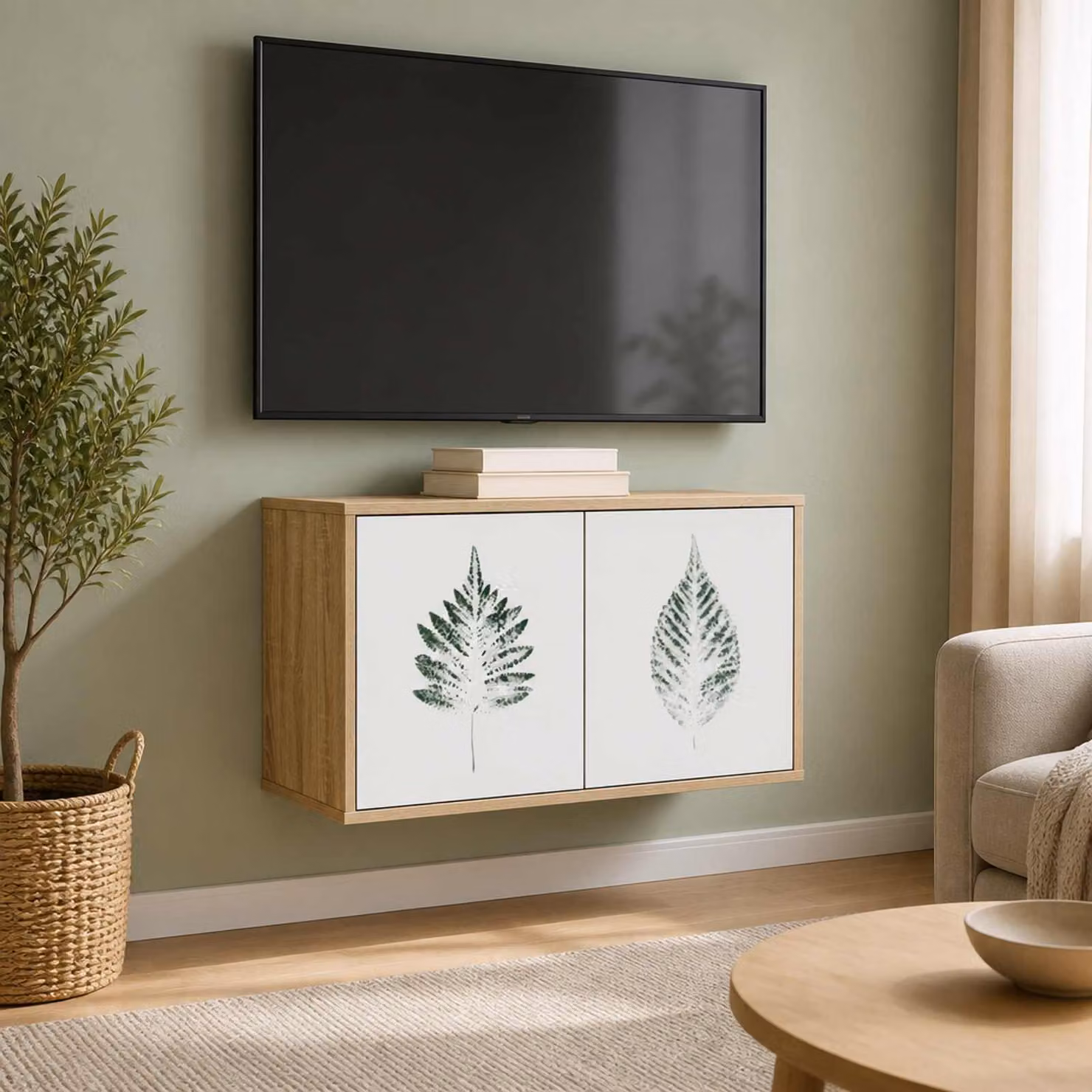 Mobile TV da parete vidaXL HANAU in Rovere Sonoma, L 69 x P 33 x H 40 cm