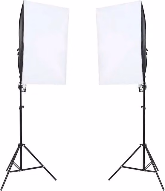 Kit per Studio Fotografico Professionale con Luci LED e Fondali Bianco e Nero con Treppiedi in Alluminio e Lampadine Incluse