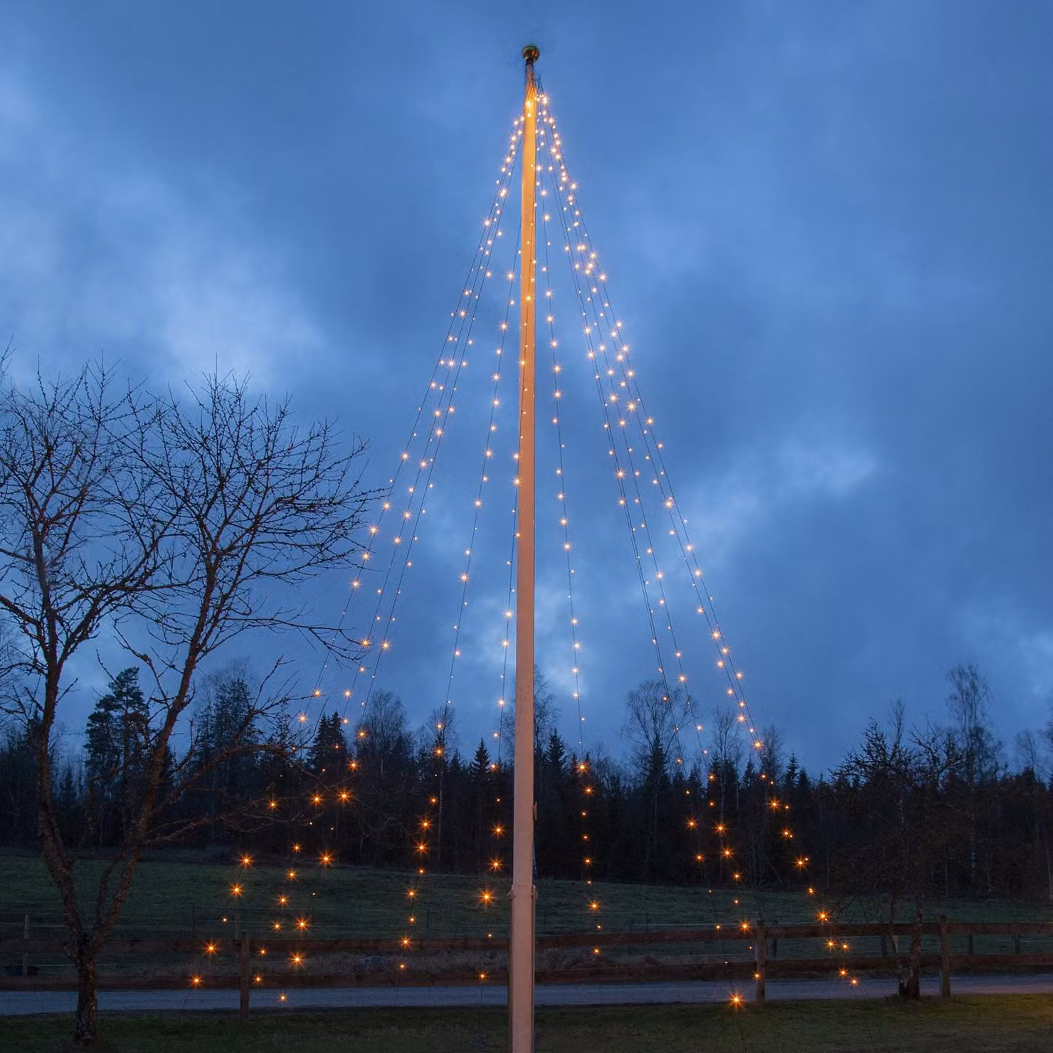 Ghirlanda luminosa a LED a forma di albero per pennone - Serie LED - 10 fili - 360 LED - H: 7 m - per esterni