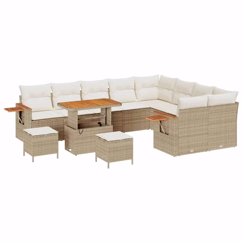 Set Divano da Giardino Moderno vidaXL in Polyrattan Beige con Cuscini e Tavolino da Esterno – 2