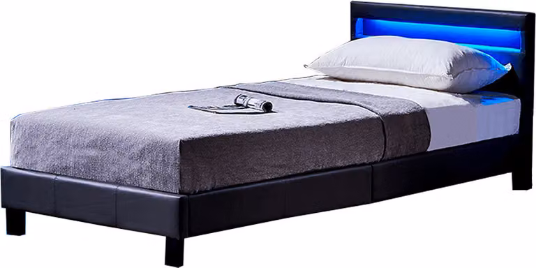Home Deluxe - Letto LED Astro - Grigio scuro, 90 x 200 cm - Con rete a doghe I Letto imbottito Letto di design con illuminazione