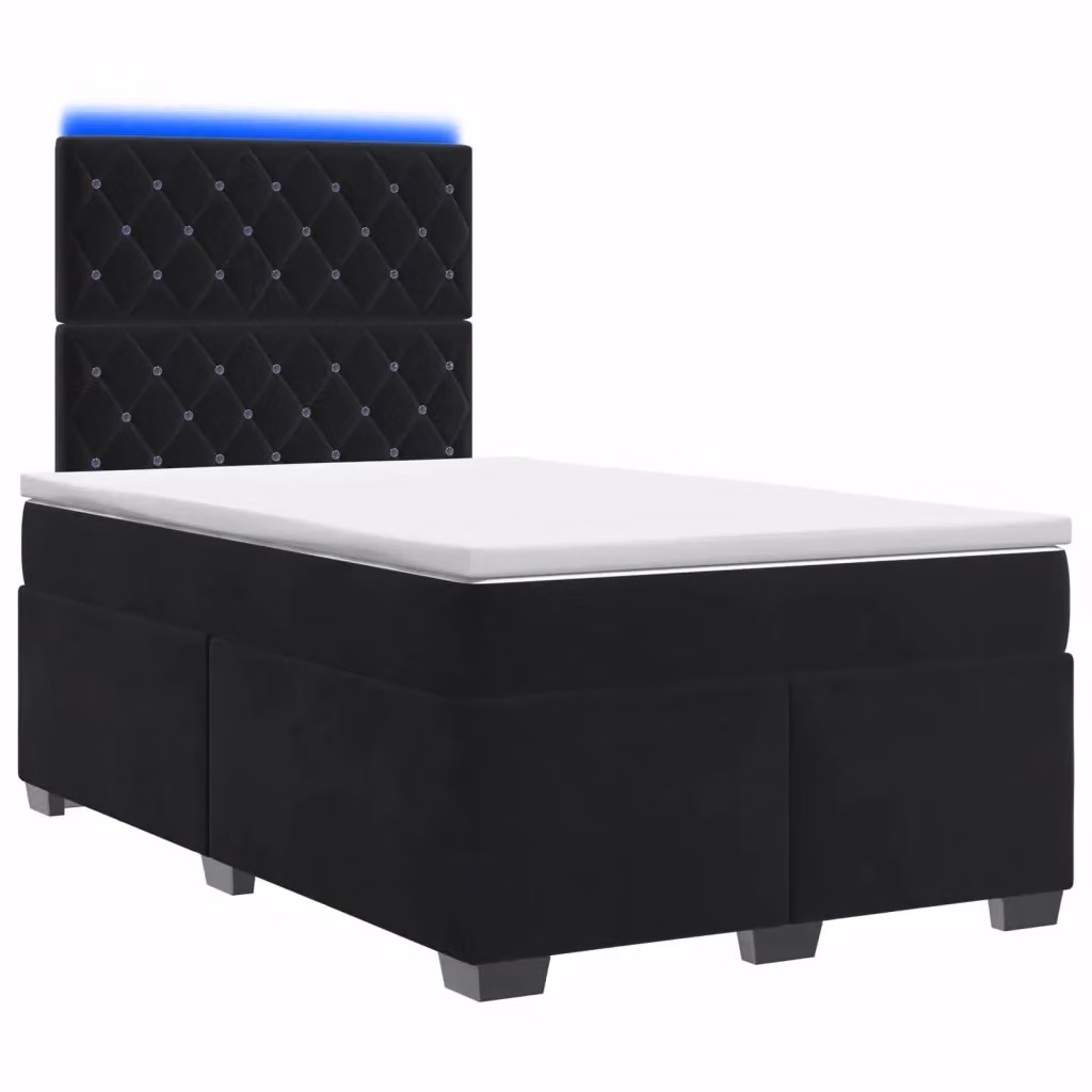 Letto box spring con materasso vidaXL in velluto nero con base a sollevamento, illuminazione sottostante e porta USB, L/P: 120 x 200 cm – 2