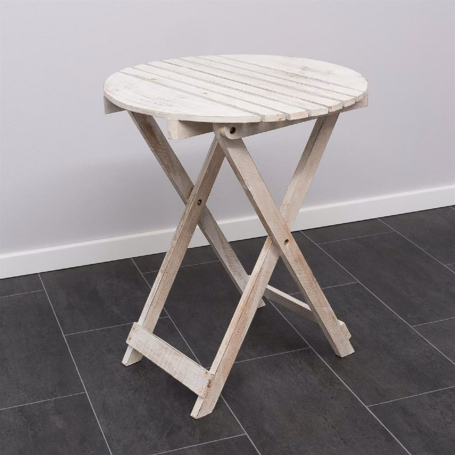 Tavolino pieghevole VCM | tavolino pieghevole | tavolino da fiori circa 3 kg | legno fiammato rotondo Ø 50 cm