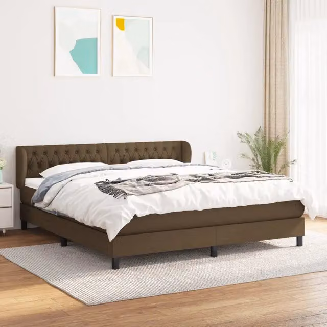 Letto Ibrido vidaXL con Giroletto a Molle e Materasso, Marrone e Bianco, L/P/H: 183 x 203 x 88 cm