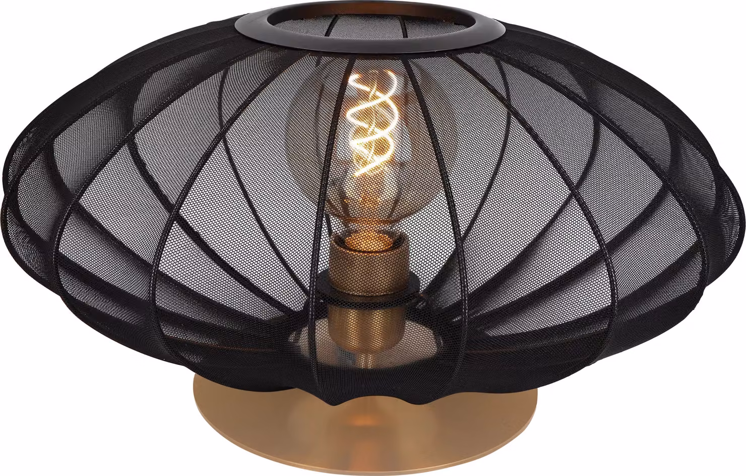 Lampada da tavolo in ottone a maglia nera E27 Corina Lucide