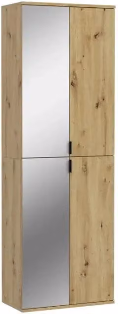 Armadio BODITE – 4 porte con specchi – Rovere chiaro