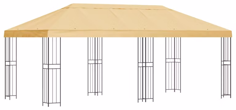 Gazebo con pareti laterali 6 x 3 m Crema Poliestere e Acciaio