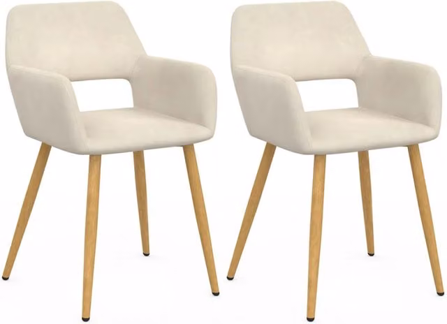 Set di 2 sedie da pranzo con braccioli HOLY IDMarket in velluto beige