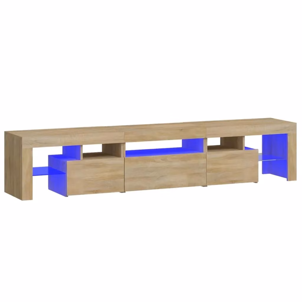 Mobile Porta TV Moderno vidaXL in Rovere con Luci LED Integrate, Marrone, L 200 x P 36,5 x H 40 cm – 2
