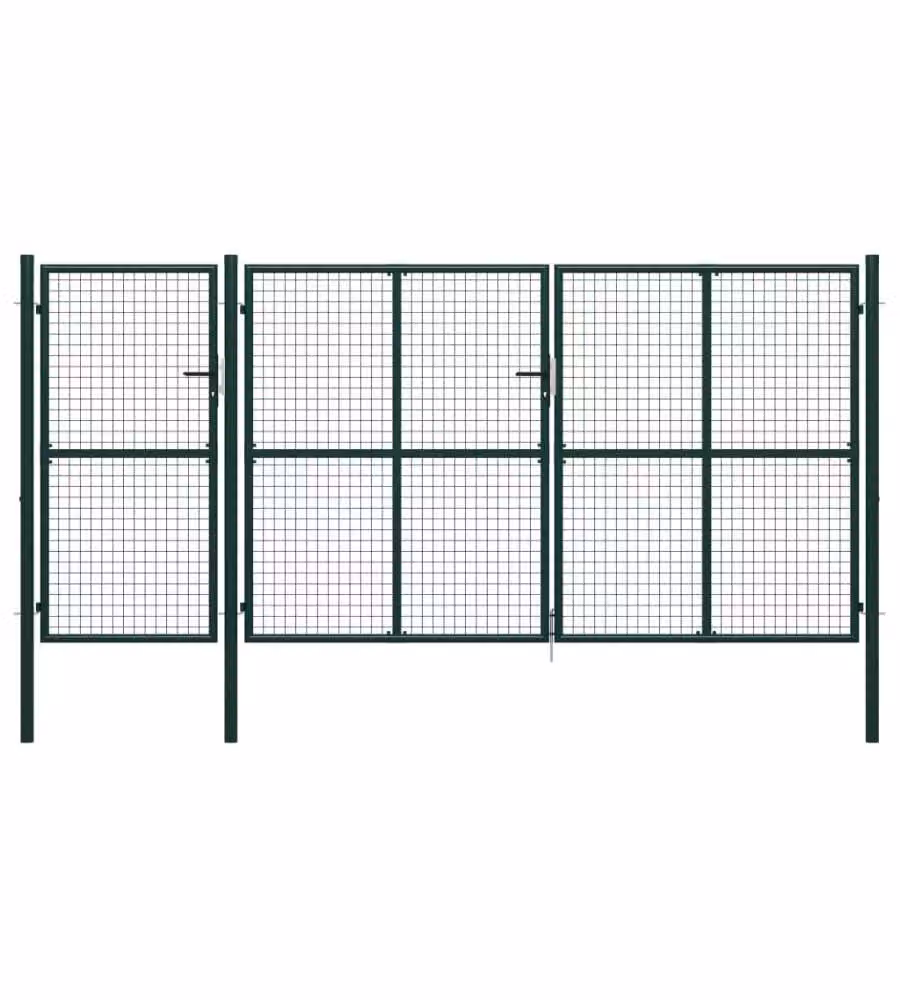 Cancello per Giardino in Acciaio 400x150 cm Verde 144313