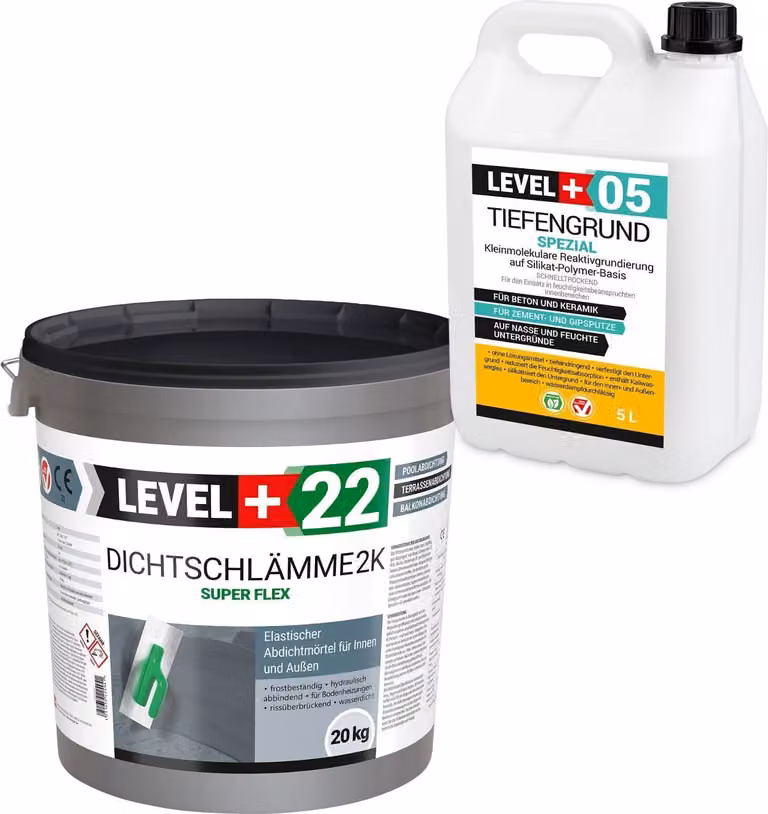 Malta sigillante 20 kg, sigillante per esterni 2 componenti, flessibile, per terrazze e piscine, fondo sigillante 5 litri, set per interni ed esterni, altezza +22