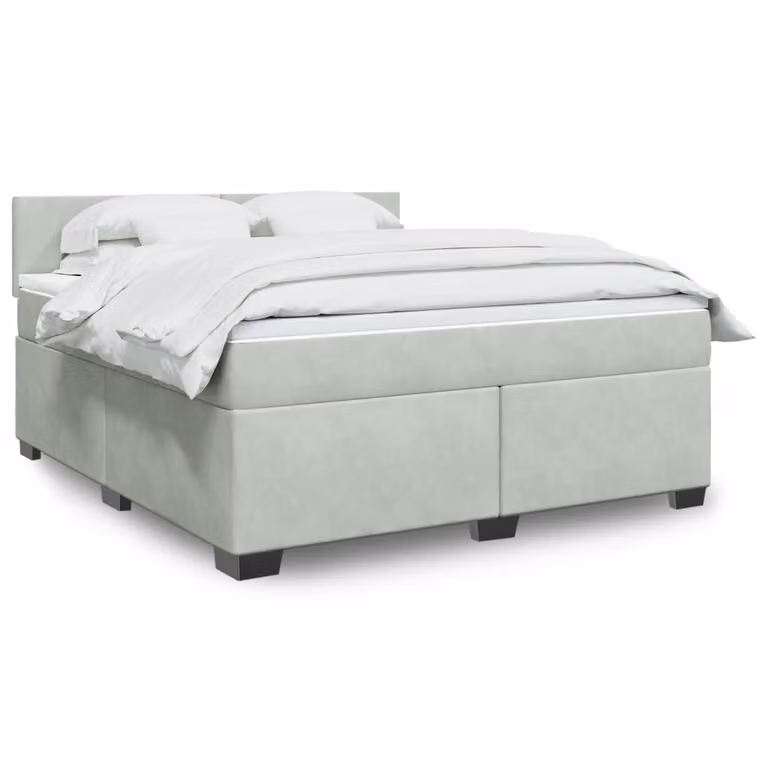 vidaXL Giroletto a Molle con Materasso Ibrido in Velluto Grigio Chiaro L: 180 cm, P: 200 cm