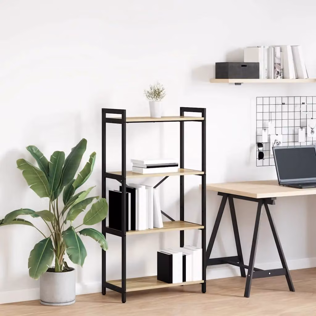Libreria industrial vidaXL in MDF e metallo, colore marrone e nero, L 60 cm x P 30 cm x H 120 cm