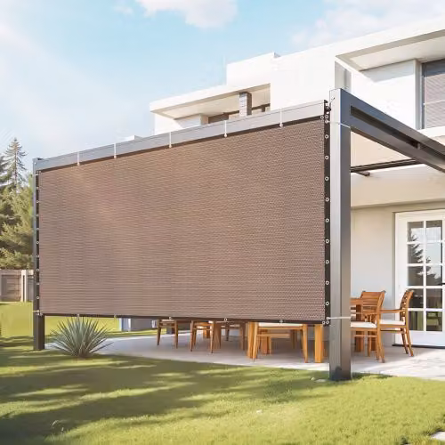 Vela Ombreggiante VEVOR in Materiale HDPE con Protezione Solare e Occhielli in Acciaio Inox per Pergolato e Giardino, Marrone, L 366 cm x P 305 cm