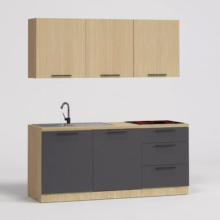 Cucina completa moderna e lineare con lavello Arvok 180 - colore antracite