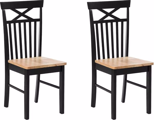 Set di 2 sedie da pranzo BELIANI nere in legno di gomma in stile classico