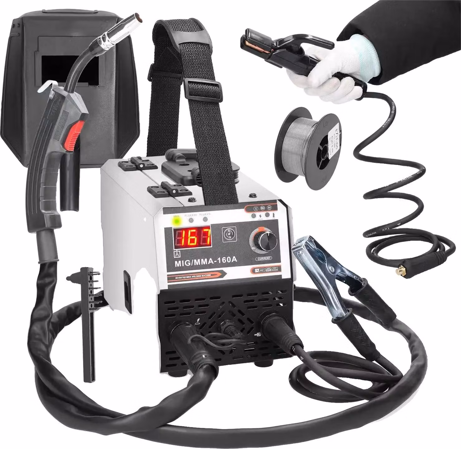 Saldatrice MIG MMA, funzionalità di saldatura 2 in 1, spina, design portatile, UE