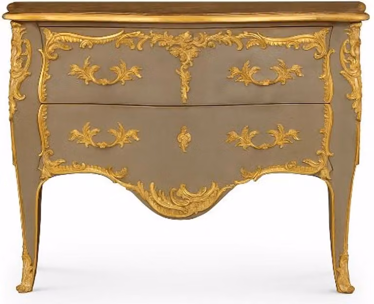 Casa Padrino Cassettiera barocca a 2 cassetti grigio antico / oro - Cassettiera artigianale in legno massiccio in stile barocco - Mobili barocchi artigianali - Nobile & Magnifico